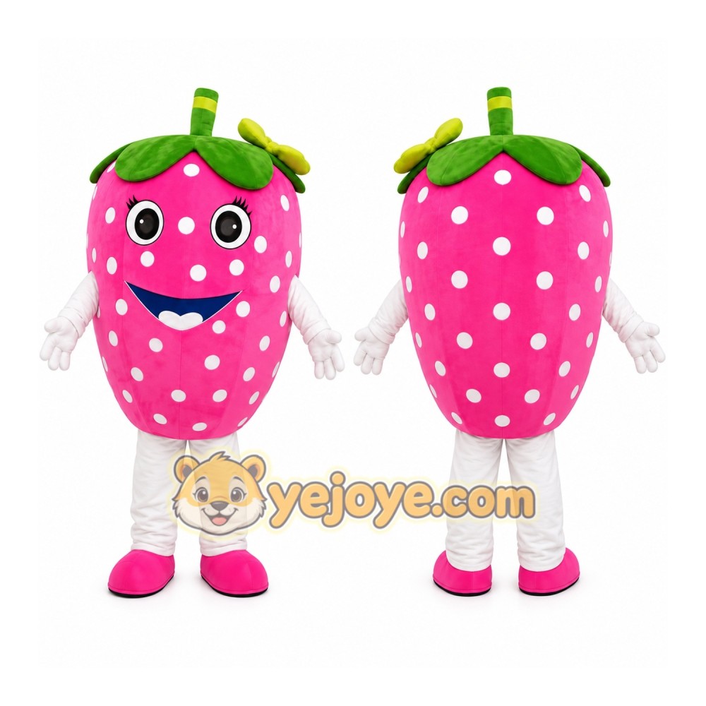 Pink Strawberry Mascot Costume Pink Strawberry Mascot Costume