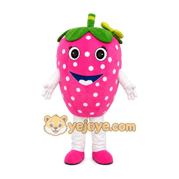 Pink Strawberry Mascot Costume Pink Strawberry Mascot Costume