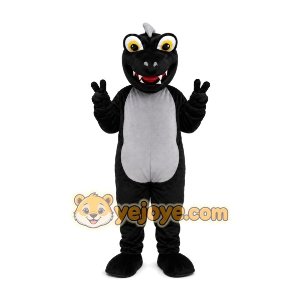 Cute Black Dinosaur Mascot Costume Adult Size