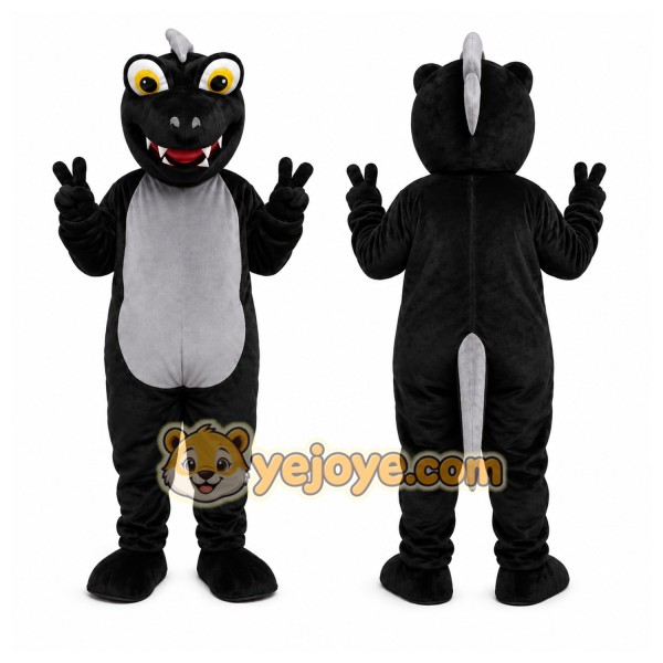 Cute Black Dinosaur Mascot Costume Adult Size