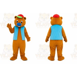Bear Blue Scarf Mascot Costume