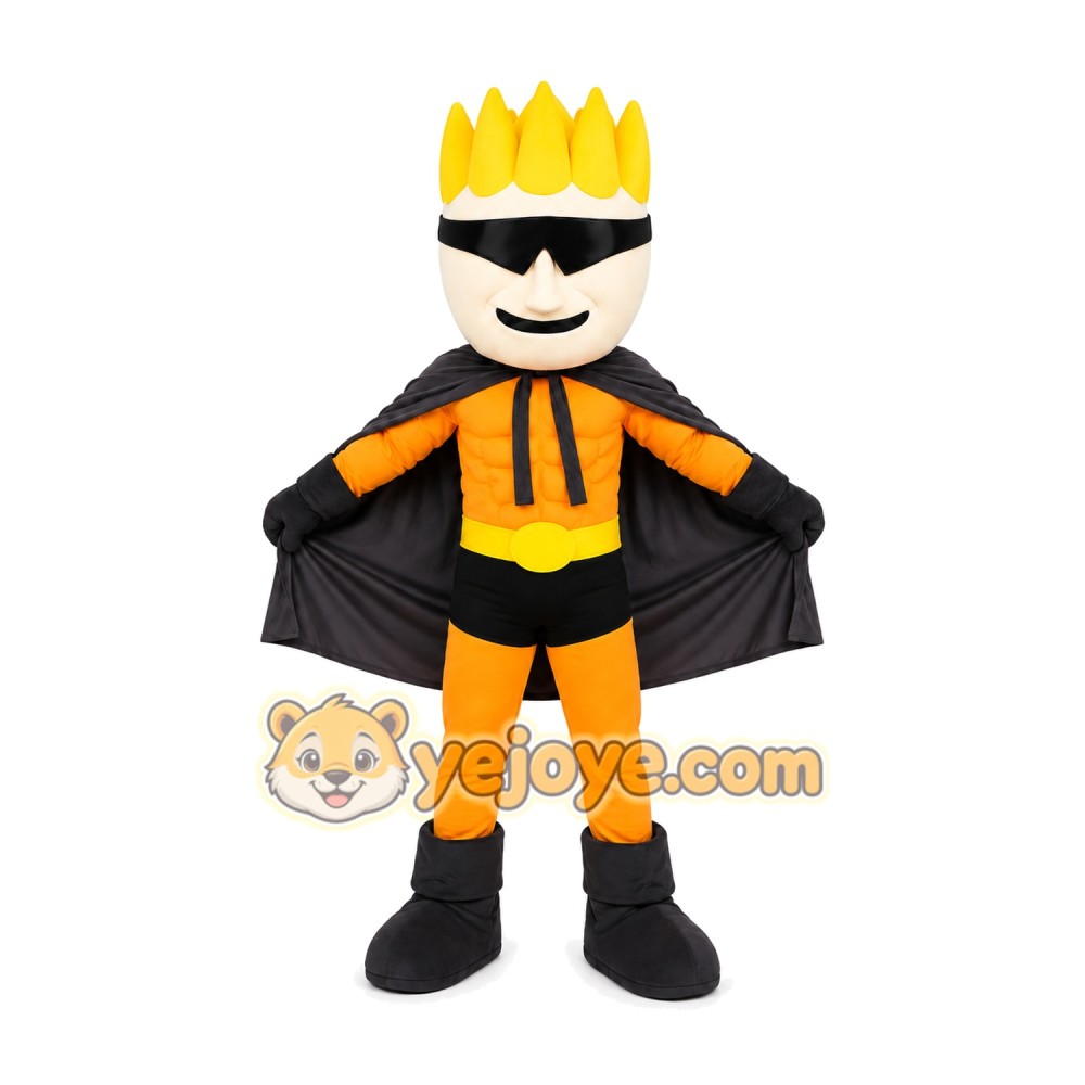 Yellow Hair Superhero Mascot Costume Yellow Hair Superhero Mascot Costume