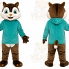 Brown Raccoon Teal Shirt Mascot Costume