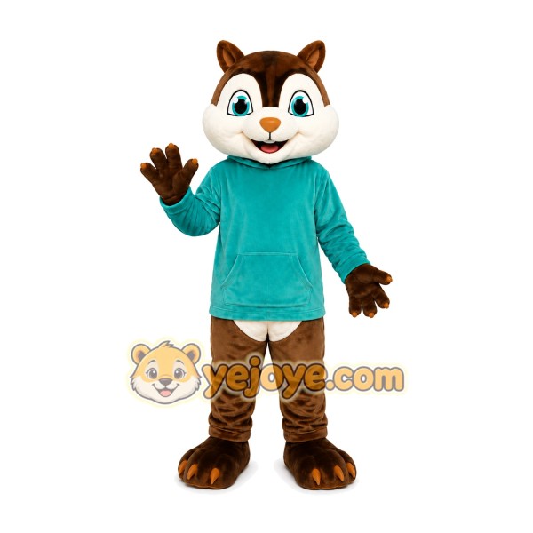 Brown Raccoon Teal Shirt Mascot Costume Brown Raccoon Teal Shirt Mascot Costume