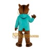 Brown Raccoon Teal Shirt Mascot Costume Brown Raccoon Teal Shirt Mascot Costume