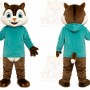 Brown Raccoon Teal Shirt Mascot Costume