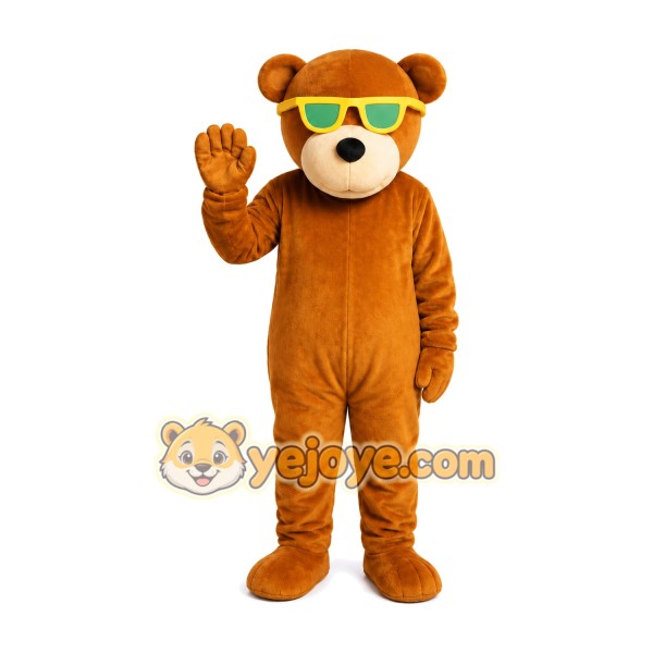 Orange Bear Sunglasses Mascot Costume