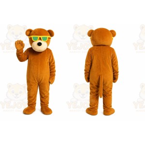 Orange Bear Sunglasses Mascot Costume