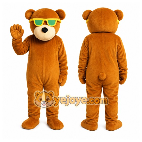 Orange Bear Sunglasses Mascot Costume