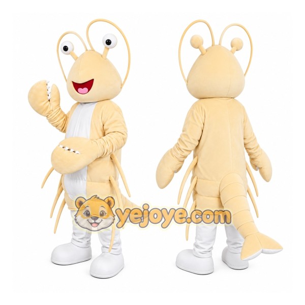 Cream Grasshopper Mascot Costume