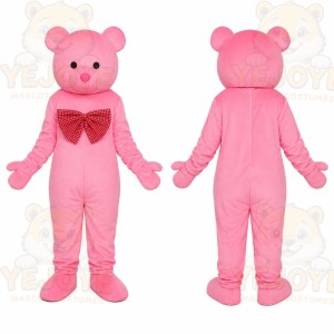Pink Bear Bow Tie Mascot Costume