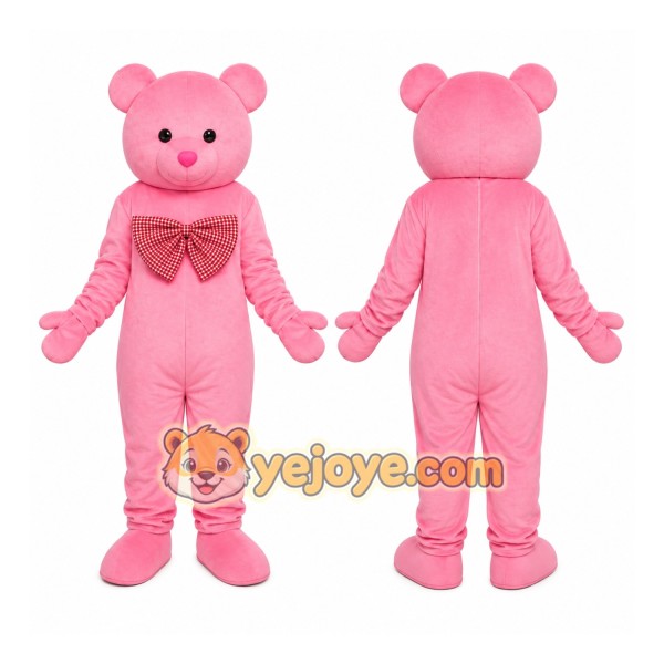 Pink Bear Bow Tie Mascot Costume