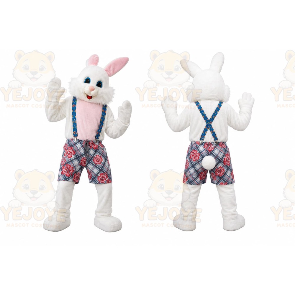 White Rabbit Overalls Mascot Costume