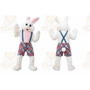 White Rabbit Overalls Mascot Costume