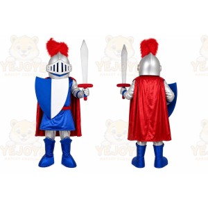 Blue Red Knight Mascot Costume