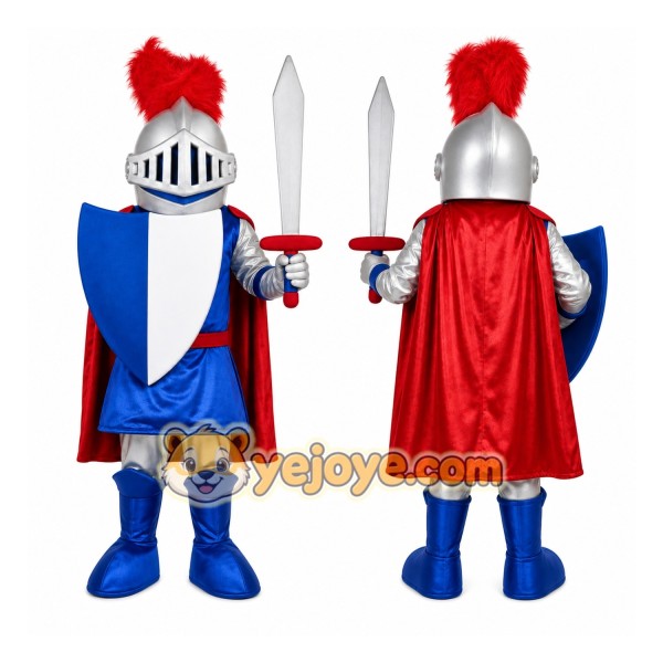 Blue Red Knight Mascot Costume