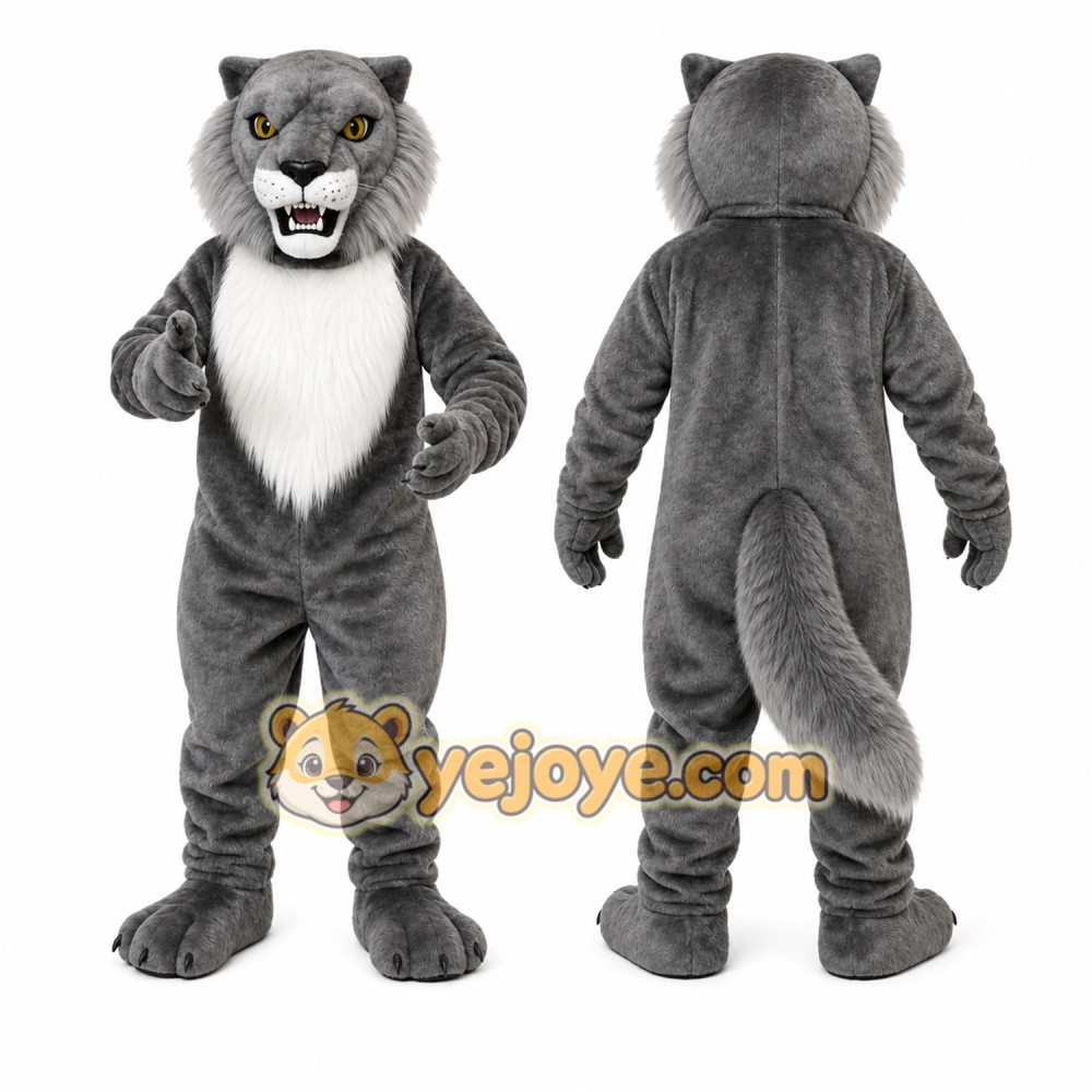 Gray Lion Mascot Costume