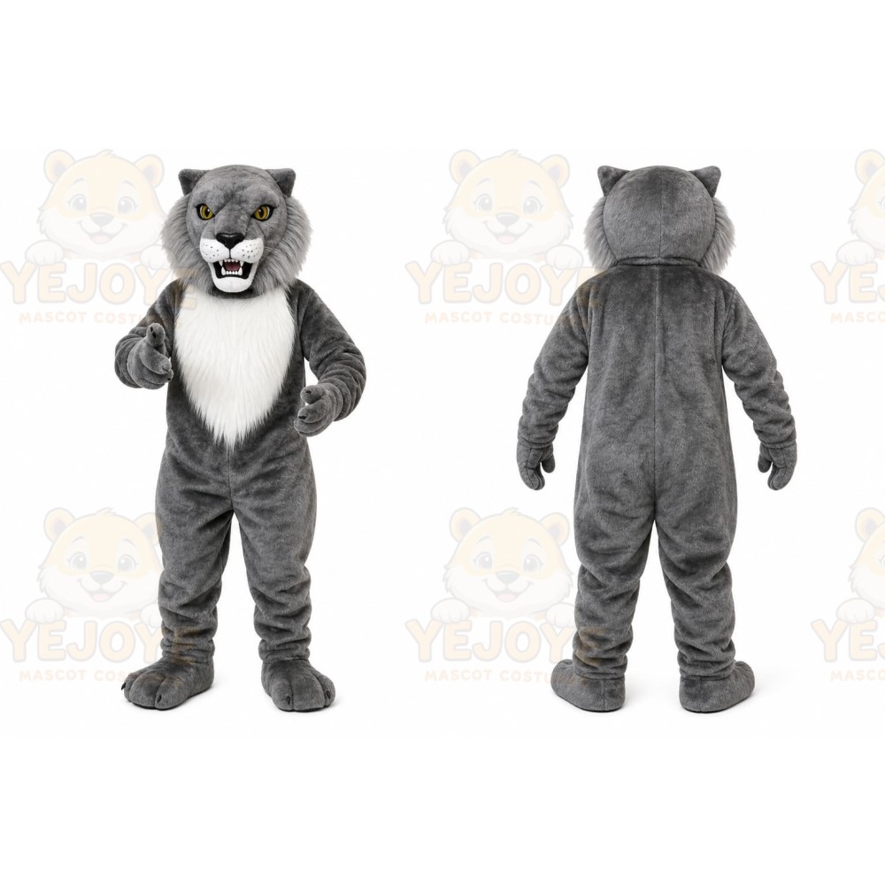 Gray Lion Mascot Costume