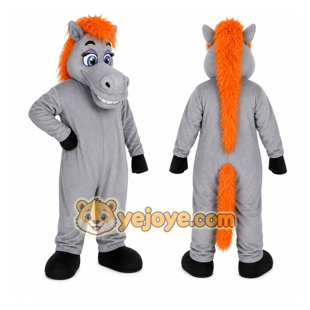 Gray Horse Mascot Costume