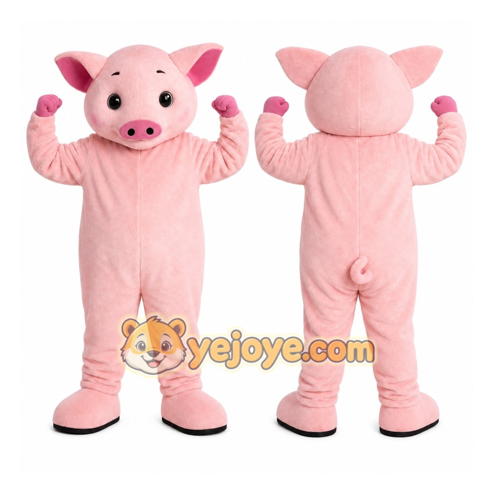 Pink Pig Mascot Costume Pink Pig Mascot Costume