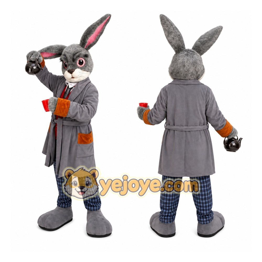 Gray Rabbit Coat Mascot Costume Gray Rabbit Coat Mascot Costume