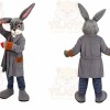 Gray Rabbit Coat Mascot Costume