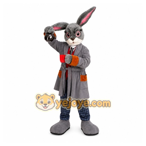 Gray Rabbit Coat Mascot Costume Gray Rabbit Coat Mascot Costume