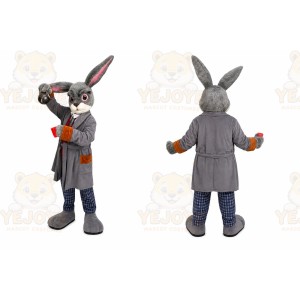 Gray Rabbit Coat Mascot Costume