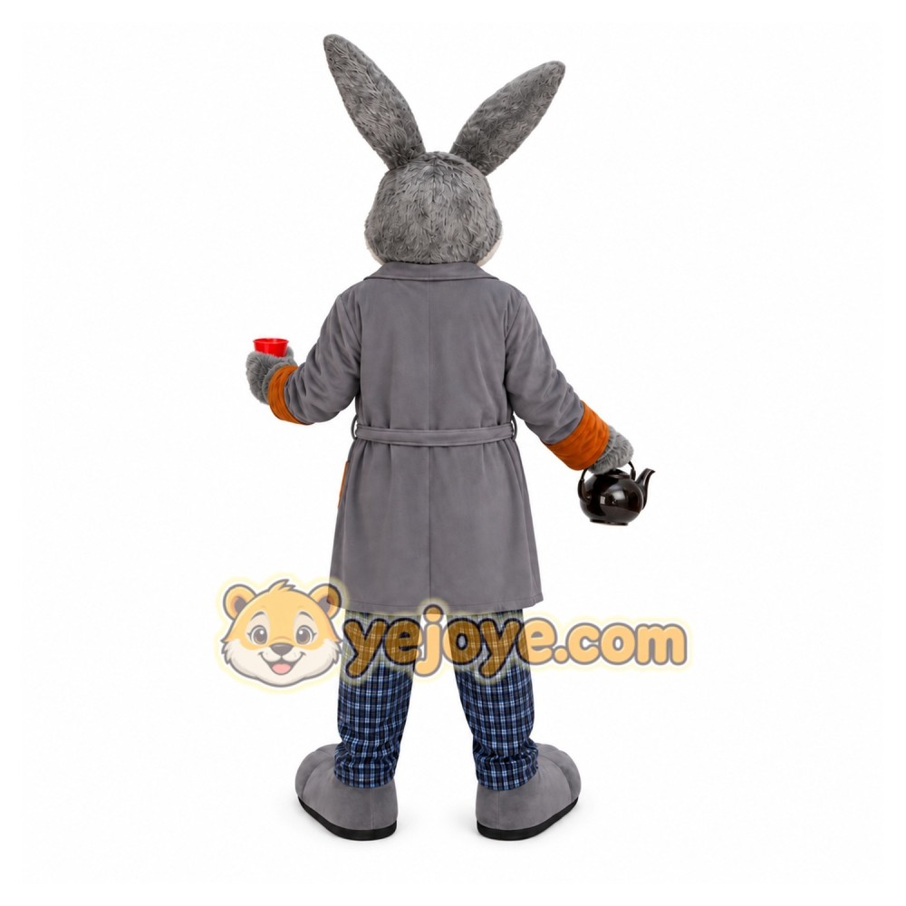 Gray Rabbit Coat Mascot Costume Gray Rabbit Coat Mascot Costume