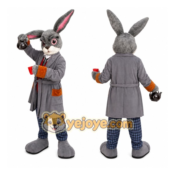 Gray Rabbit Coat Mascot Costume