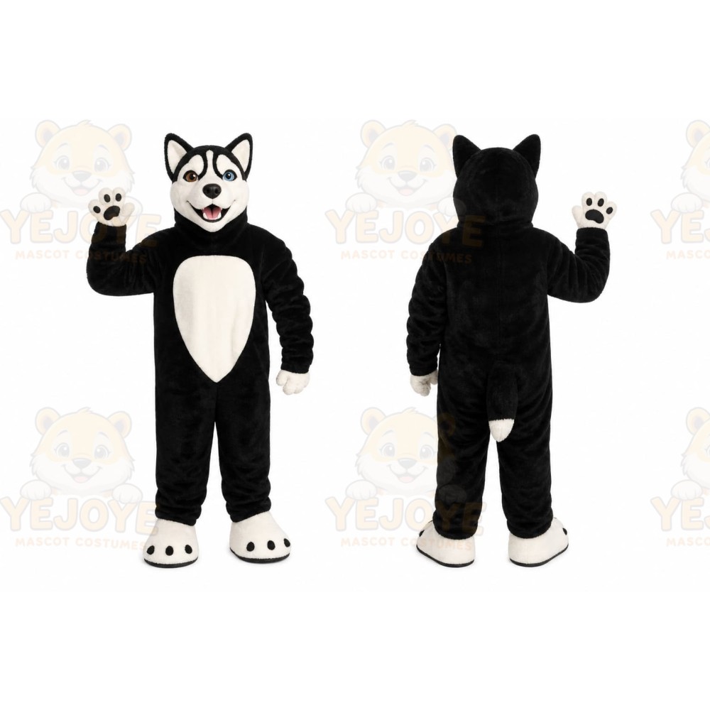 Black Husky Dog Mascot Costume