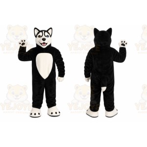 Black Husky Dog Mascot Costume