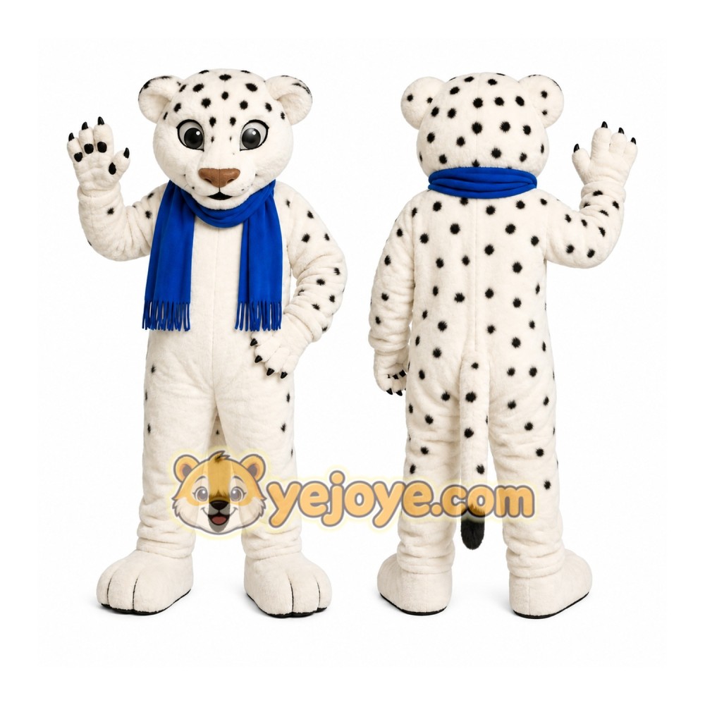 White Leopard Mascot Costume White Leopard Mascot Costume
