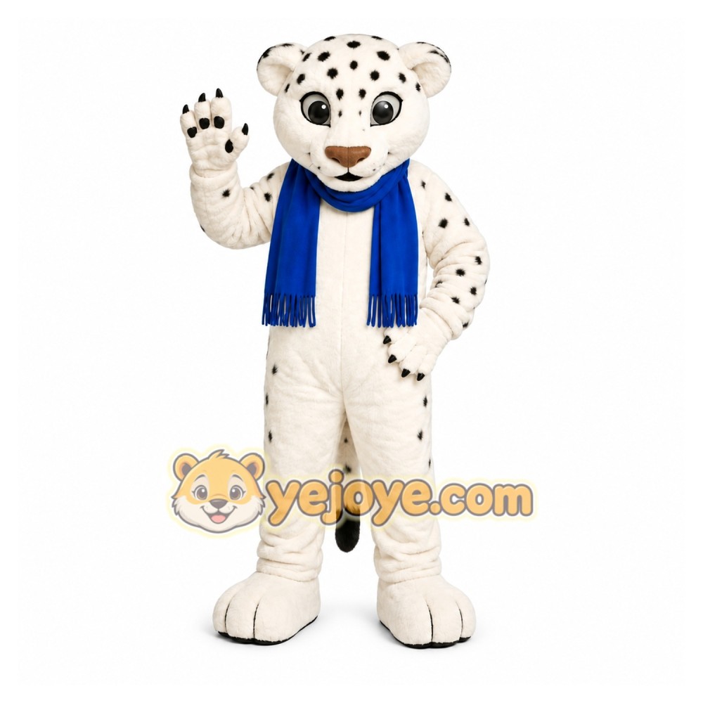 White Leopard Mascot Costume White Leopard Mascot Costume