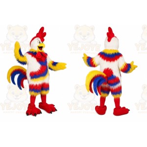 Rainbow Rooster Mascot Costume