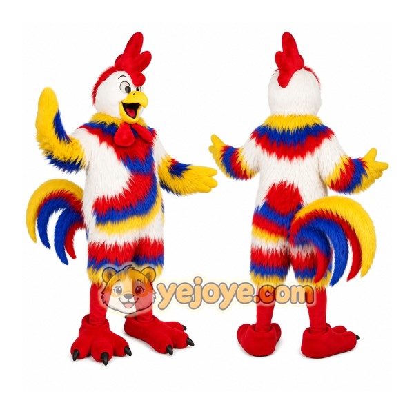 Rainbow Rooster Mascot Costume