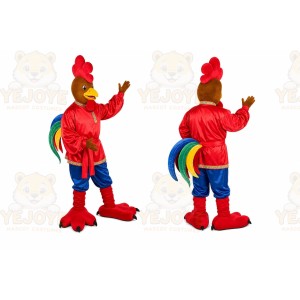 Rainbow Rooster Mascot Costume