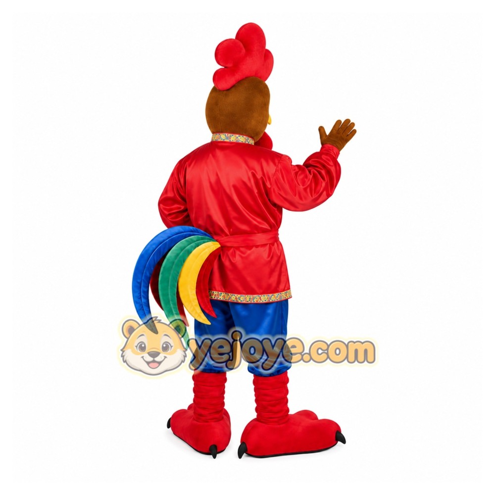 Rainbow Rooster Mascot Costume