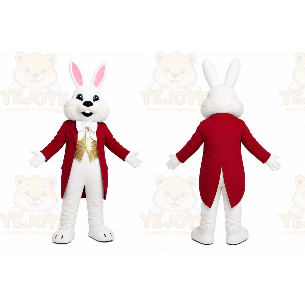 White Rabbit Red Coat Mascot Costume