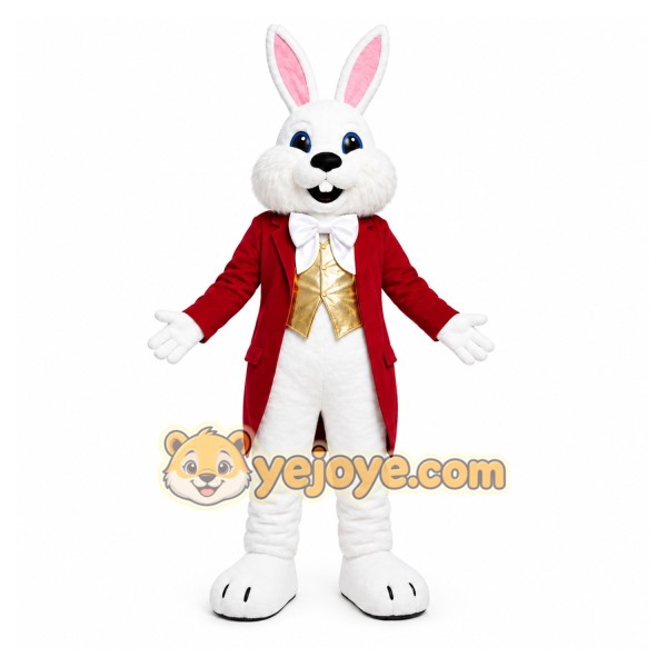 White Rabbit Red Coat Mascot Costume White Rabbit Red Coat Mascot Costume