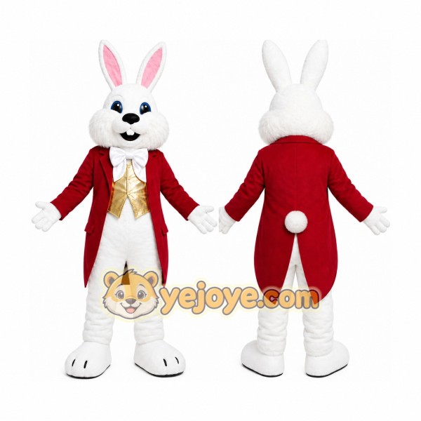 White Rabbit Red Coat Mascot Costume