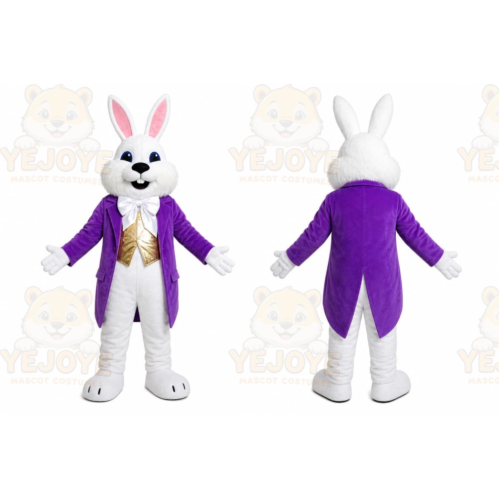 White Rabbit Purple Coat Mascot Costume