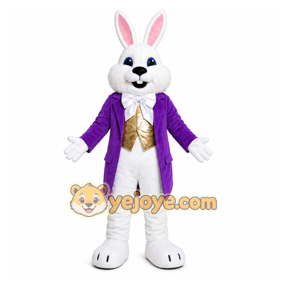 White Rabbit Purple Coat Mascot Costume White Rabbit Purple Coat Mascot Costume