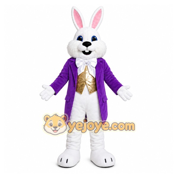 White Rabbit Purple Coat Mascot Costume White Rabbit Purple Coat Mascot Costume