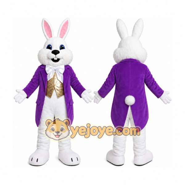 White Rabbit Purple Coat Mascot Costume