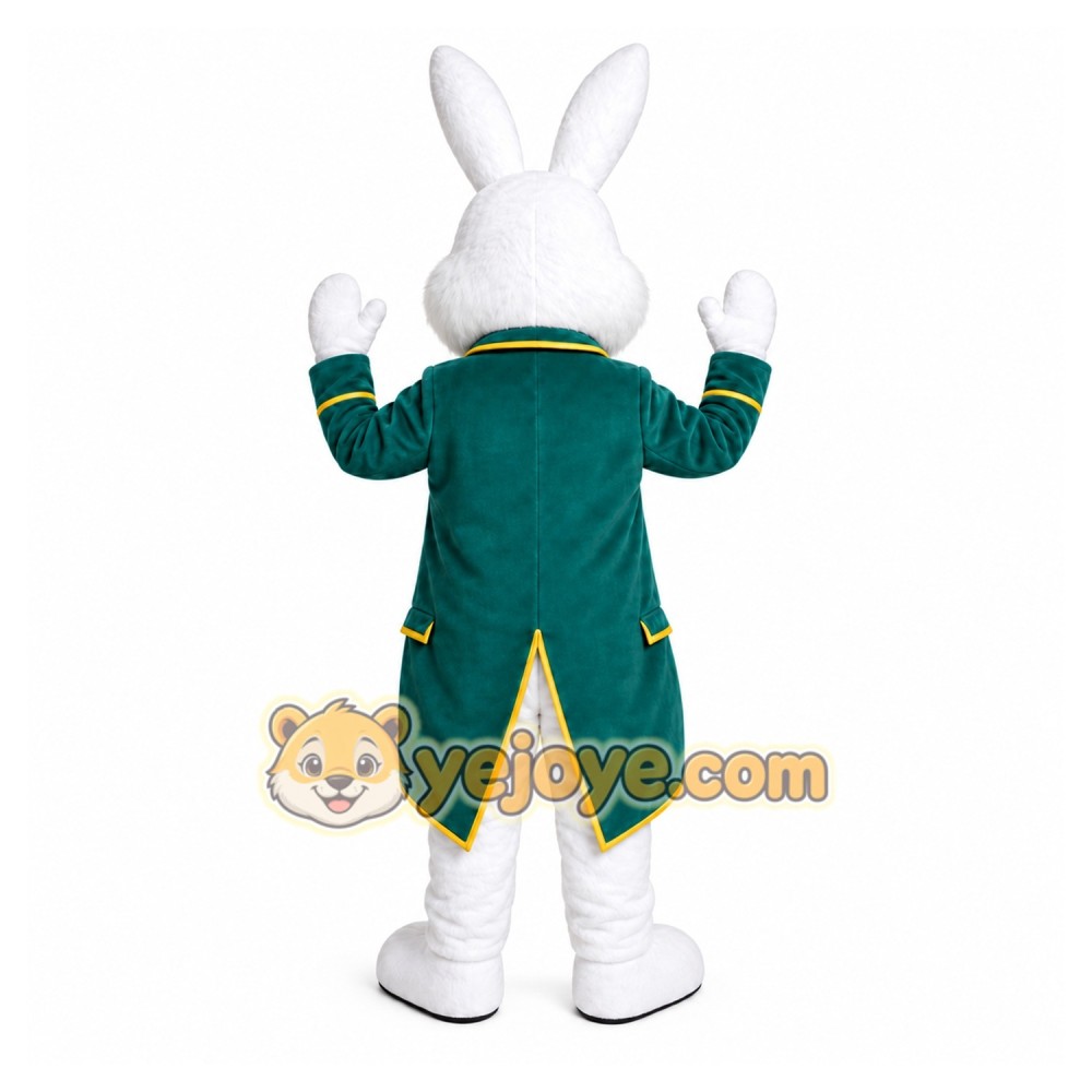 White Rabbit Green Coat Mascot Costume