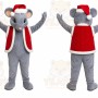 Gray Santa Mouse Mascot Costume