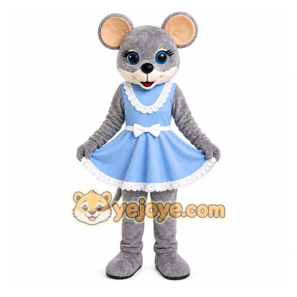 Gray Mouse Dress Mascot Costume