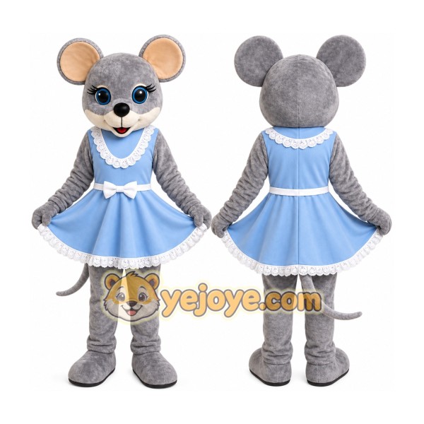 Gray Mouse Dress Mascot Costume