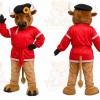 Red Jacket Bison Mascot Costume